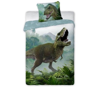 SENSILLO Pamučna Posteljina 140x200, Dinosaur T-rex, zelena