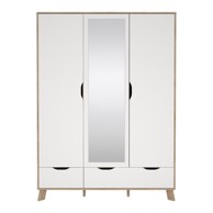 TVILUM Bijeli/u prirodnoj boji ormar u dekoru hrasta s ogledalom 147x201x58 cm Ikast 