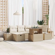 7-dijelni vrtni set sofa s jastučićima, poliratan, bež