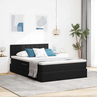 Krevet s od storage s madracem 140 x 200 cm baršun, crn