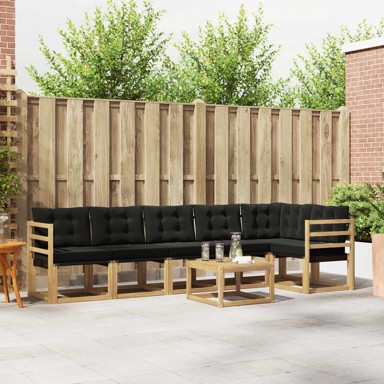 Set vanjskih sofa 7-dijelni s jastukom, bijela/crna
