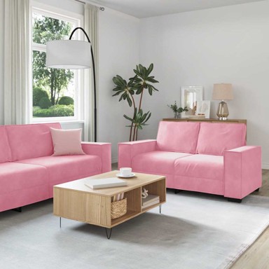 Set sofa s jastucima, 3-dijelni, ružičasti baršun