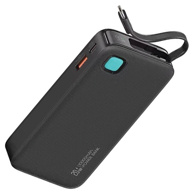 USAMS Powerbank s uvlačivim USB-C kabelom za iPhone 11/12/13/14, 10.000 mAh, 20 W PD