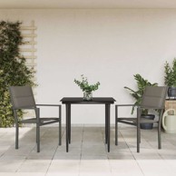 3 dijelni vrtni blagovaonski set crni od čelika i tekstilena, dužina stola 80 cm 2