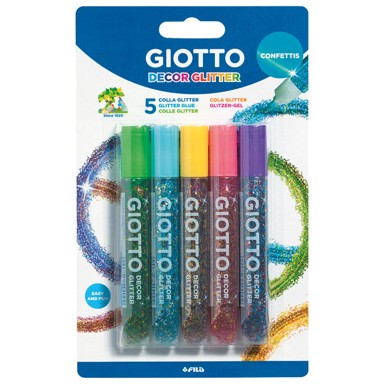 GIOTTO Glitter ljepilo Confettis, 10,5 ml, 5 boja