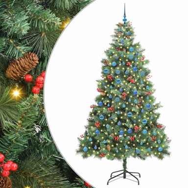 Božićno drvce umjetno s LED lampicama zelena 240 cm PVC i metal