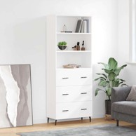 Visoka komoda bijela 69 5x34x180 cm konstruirano drvo , ladice