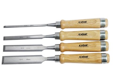 EXTOL PREMIUM Dlijeta s bukovom drškom 6–25 mm, set 4 kom, CrV
