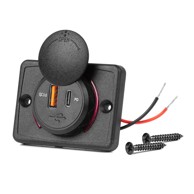 AMIO Vodootporni modularni auto punjač sa crvenim LED osvjetljenjem, USB + USB-C QC3.0, 12/24V