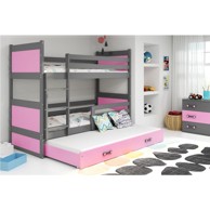 BMS Krevet Rico na kat za 3 osobe, 200×90 cm, GRF roza