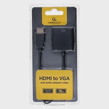 GEMBIRD HDMI/VGA adapter kabel, 0.15m, HDMI Type A (Standard) na VGA (D-Sub), crni