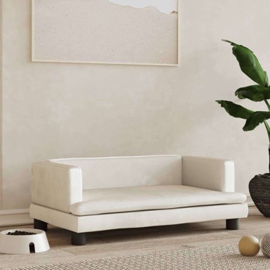 Krevet za pse baršunasti, 80 × 45 × 30 cm, bež