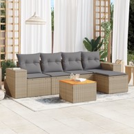 6-dijelni set vrtnih sofa s jastucima bež od poliratana