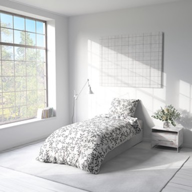 ESSENZASLEEP Posteljina Adela, 140 x 200 cm, sivo lišće