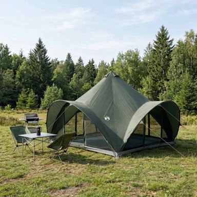 Tipi šator s krovom, za 6 osoba, poliester i čelik, vojnomaslinasta