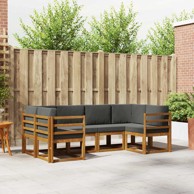 Set vanjskih sofa, 6 kom, s jastucima, prirodna i antracit