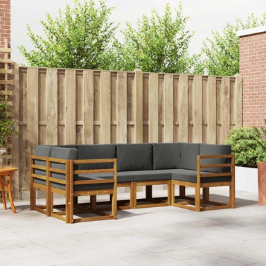 Set vanjskih sofa, 6 kom, s jastucima, prirodna i antracit