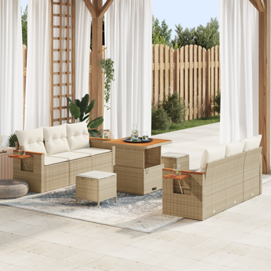 9-dijelni set vrtnih sofa s jastučićima, poli-ratan, smeđi