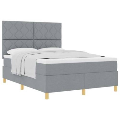 Box Spring krevet s madracem, svjetlosivi, 140x200 cm