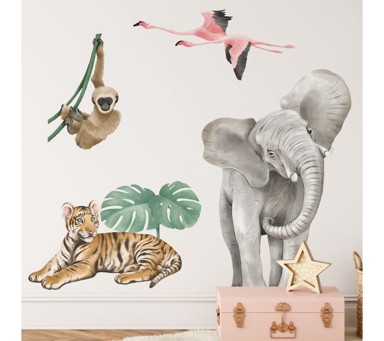PASTELOWE Zidne naljepnice Safari životinje 1