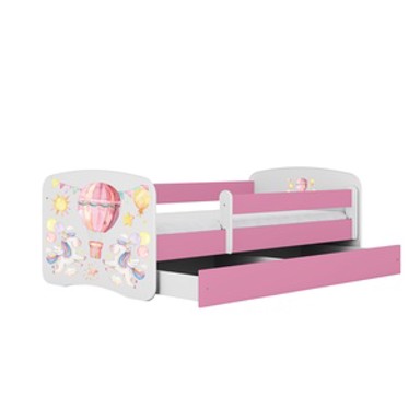 Drveni dječji krevet Balon s ladicom, 180x80 cm, rozi
