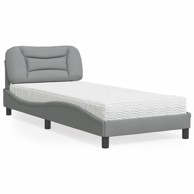Krevet s madracem svjetlosivi 90x190 cm od tkanine