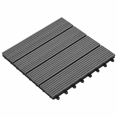 Pločice za decking, 11 kom, 30 x 30 cm, drvoplastična smjesa, siva