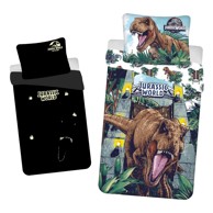 JERRY FABRICS Pamučna dječja posteljina sa svjetlećim efektom 140x200 cm Jurský Svět bijela/plava