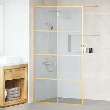 Zid za walk-in tuš, 115 x 195 cm, staklo otporno na udarce, zlatna