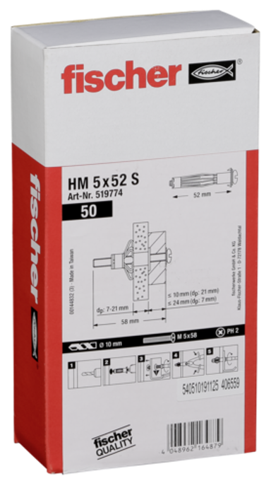 FISCHER Metalni čavao šuplji HM 5x52 S 50 pcs.