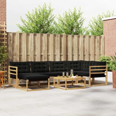 Set vanjskih sofa, 7-dijelni, 79 x 79 x 37 cm, bijela i crna