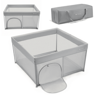 KINDERKRAFT Ogradica za igru Ziki, siva, sklopiva, s torbom za transport