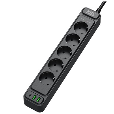 PLASTROL Razdjelnik napona, 5x schuko, 2x usb-a, 1x usb-c, 5 m