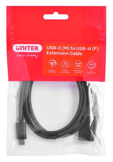 UNITEK Adapter USB-C muški na USB-A ženski C476BK, 10Gbps, 60W  
