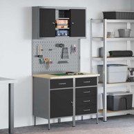 Set radnih ormarića s ladicama i pohranom (set 5 kom), 100 x 55 x 200 cm, crna