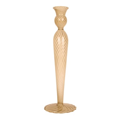 PT LIVING Svjetlosmeđi stakleni svijećnjak Swirl, visina 26,5 cm