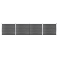 Set panela za ogradu, 699 x 146 cm, WPC, crni