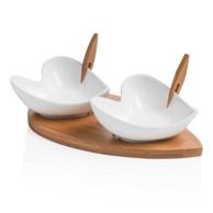 BRANDANI Set s 2 zdjele za posluživanje,pladnjem i dvije čačkalice od bambusa Coeur Blanc