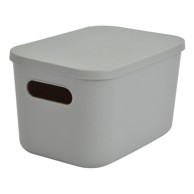 HOMÉA Siva plastična kutija za pohranu s poklopcem 24,5x18x15 cm