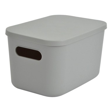 HOMÉA Siva plastična kutija za pohranu s poklopcem 24,5x18x15 cm