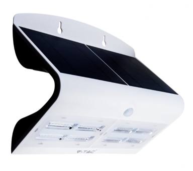 V-TAC LED solarna zidna lampa, 7W, sa senzorom, 4000K, bijelo+crno kućište