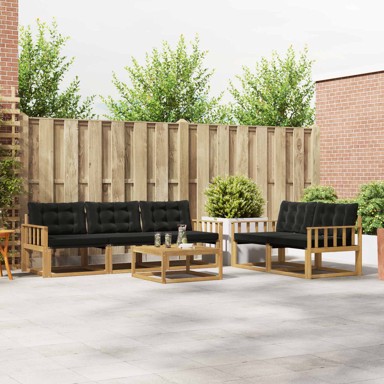 Set vanjskih sofa, 6 kom, 79 x 79 x 37 cm, čvrsto drvo akacije i textilene