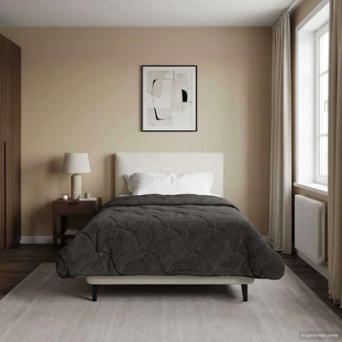 Ljetni pokrivač 140 x 220 cm, antracit, mikrofibra i teddy flis