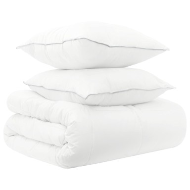 Set popluna 3 kom 135 x 220 cm, sve sezone bambus, bijeli
