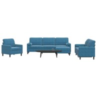 4-dijelni set sofa s jastucima plavi baršunasti, plava