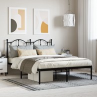 Metalni okvir za krevet s uzglavljem crni 140x200 cm