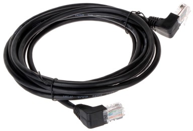 DELTA Mrežni patch kabel RJ45 Cat.5e U/UTP, kutni utikači, 3 m, crni