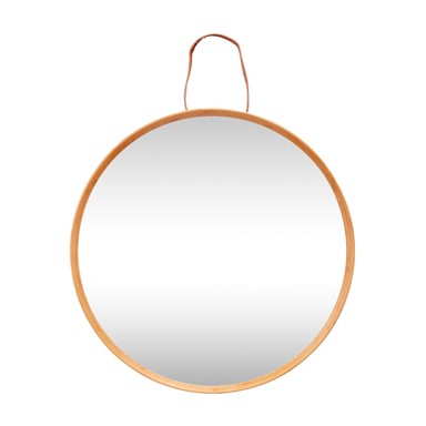 HÜBSCH Zidno ogledalo s okvirom od bambusa ø 60 cm Mood
