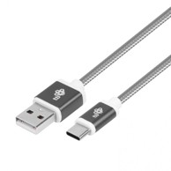 USB-C pleteni kabel 1,5 m, sivi