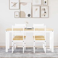 5-dijelni blagovaonski set panama od masivne borovine, bijela